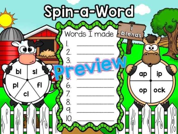 Word Work: Spin-a-Word Mats