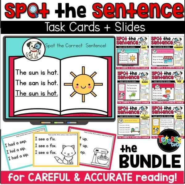 Phonics Task Cards + Slides for Decoding Accuracy and Reading Fluency Bundle