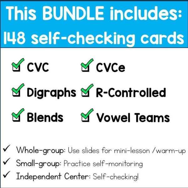 Phonics Task Cards + Slides for Decoding Accuracy and Reading Fluency Bundle
