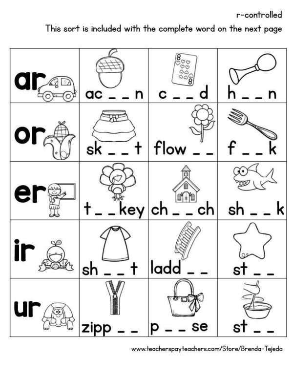 Word Work Sorts: R-Controlled Vowels