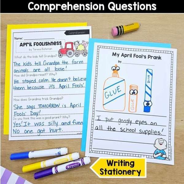 April Foolishness Book Companion April Fools Day Prank Writing Activities