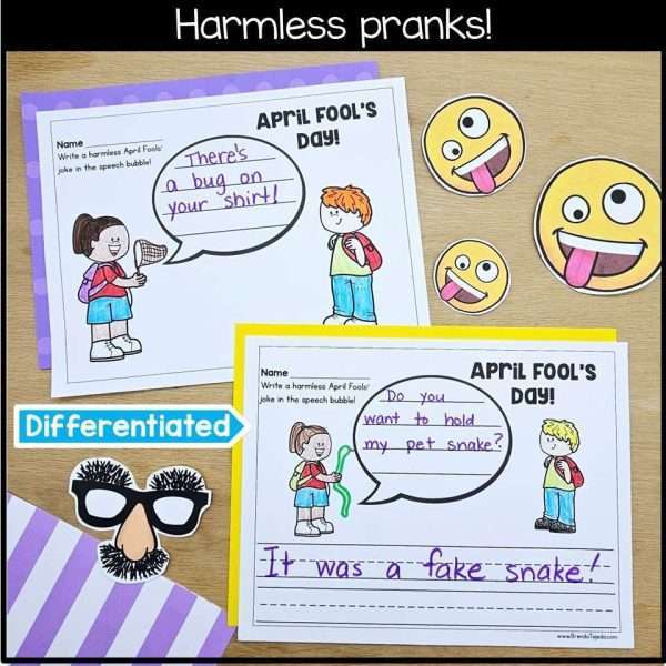 April Foolishness Book Companion April Fools Day Prank Writing Activities