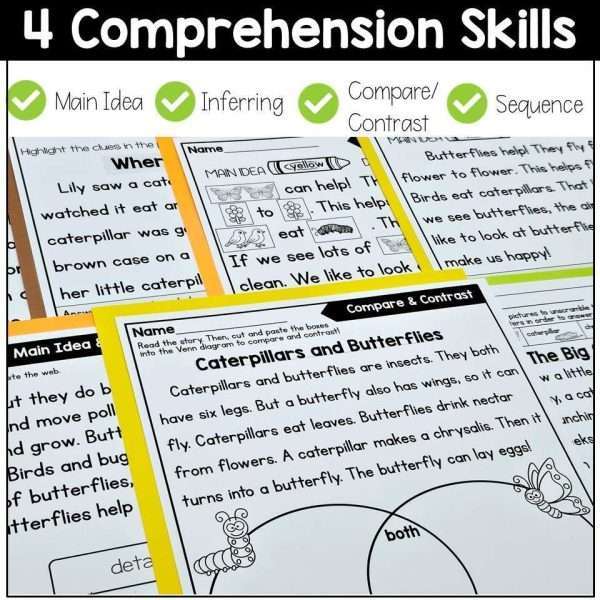 Butterfly Comprehension Passages | Differentiated Reading Practice Comprehension