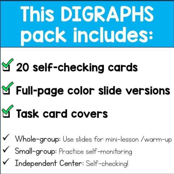 Digraphs Phonics Task Cards for Decoding Reading Fluency Science of Reading