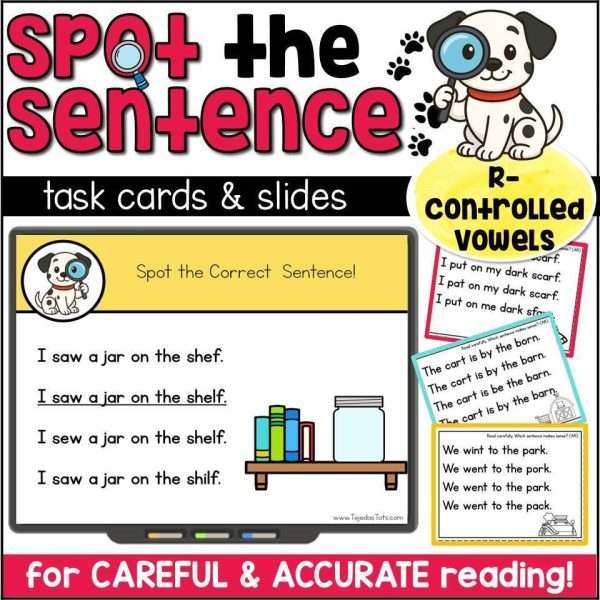 R-Controlled Phonics Task Cards for Decoding Reading Fluency Science of Reading