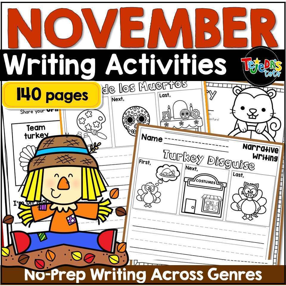 November Writing Prompts Writing Journal Fall and Thanksgiving Writing Activities - Image 1