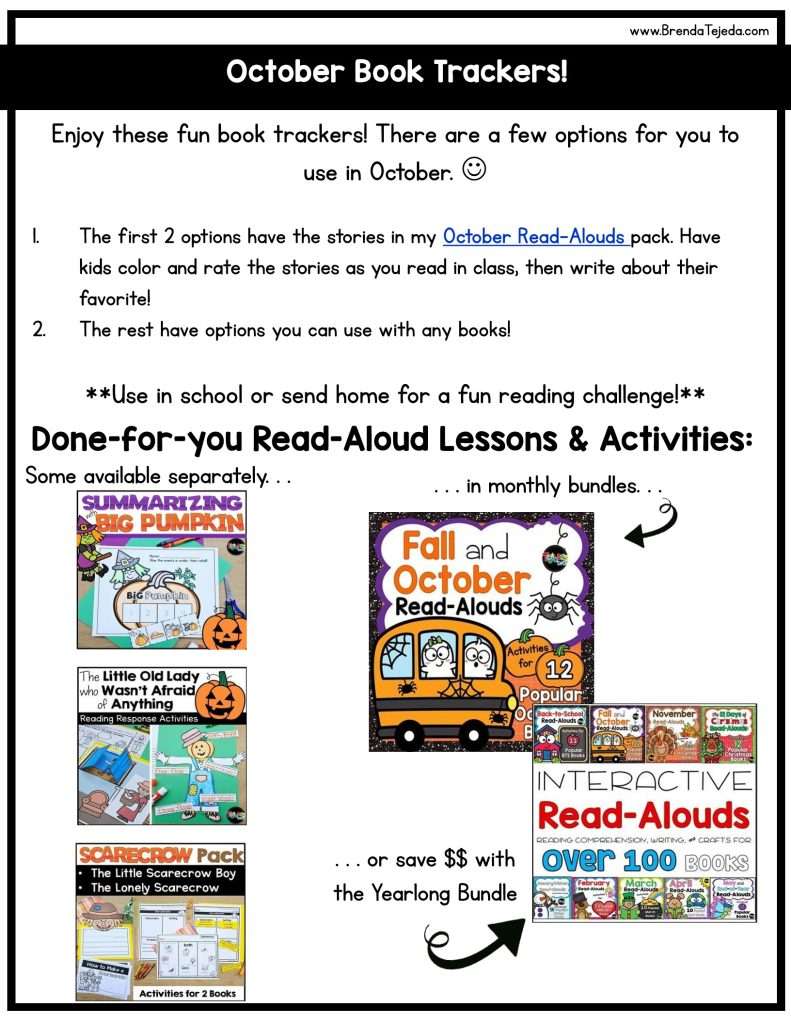 October and Fall Reading Book Trackers Reading Log