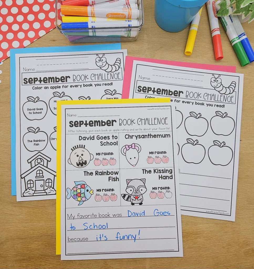 September Back to School Reading Book Trackers Chrysanthemum Reading Log