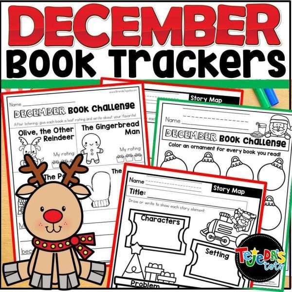 December Story Maps Bookmarks Book Trackers Reading Log Christmas