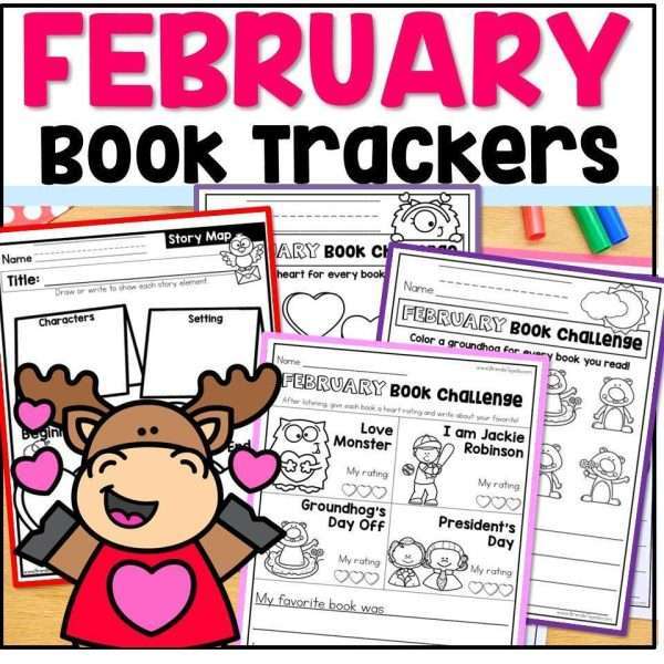 February Story Maps Bookmarks Book Trackers Valentines Day Reading Log