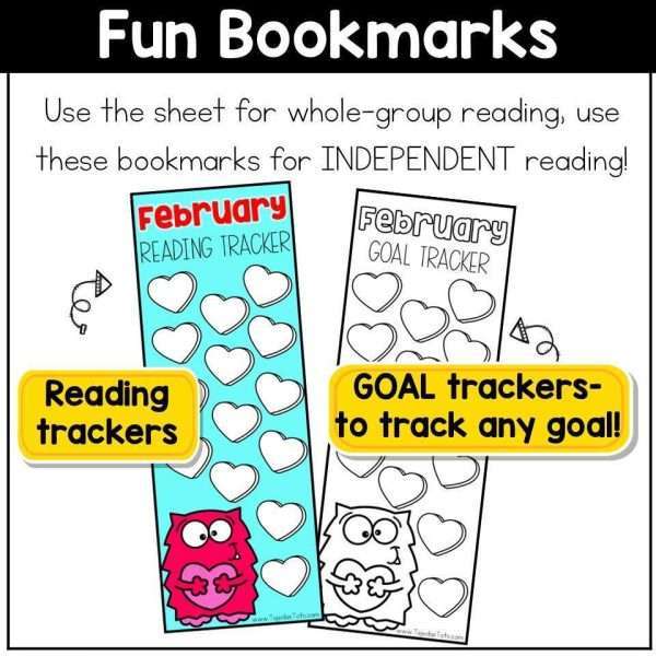 February Story Maps Bookmarks Book Trackers Valentines Day Reading Log