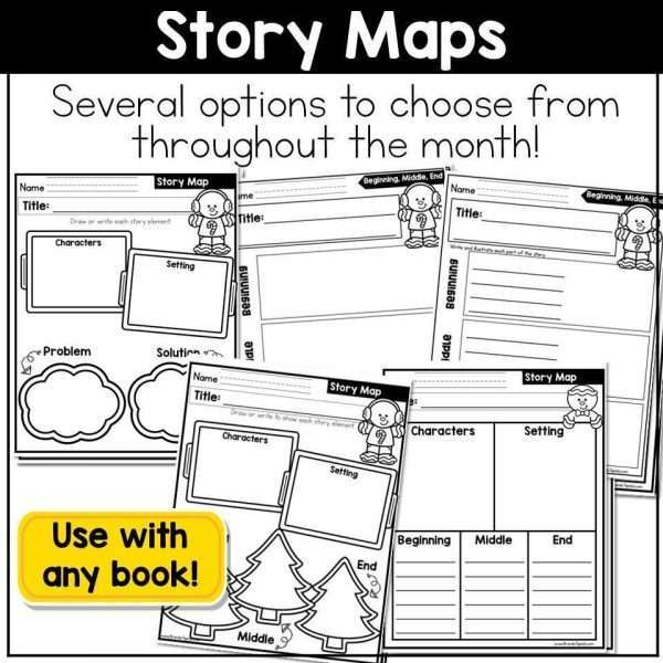 Gingerbread Man Story Maps Bookmarks Book Trackers Story Elements Christmas