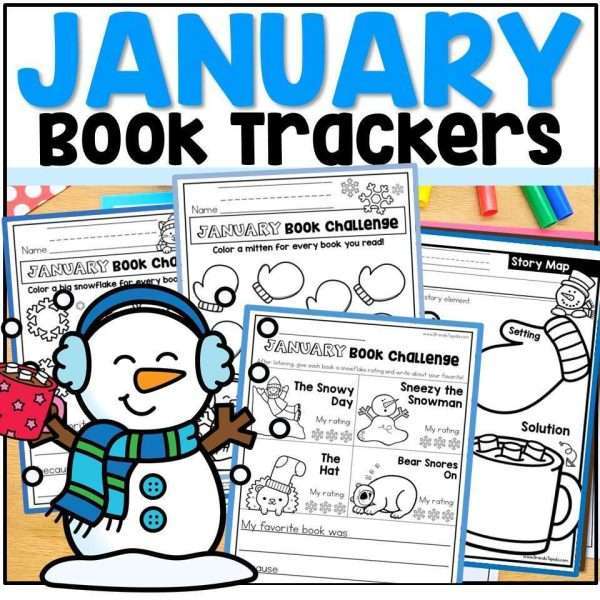 January Snowman Story Maps Bookmarks Book Trackers Winter Reading Log
