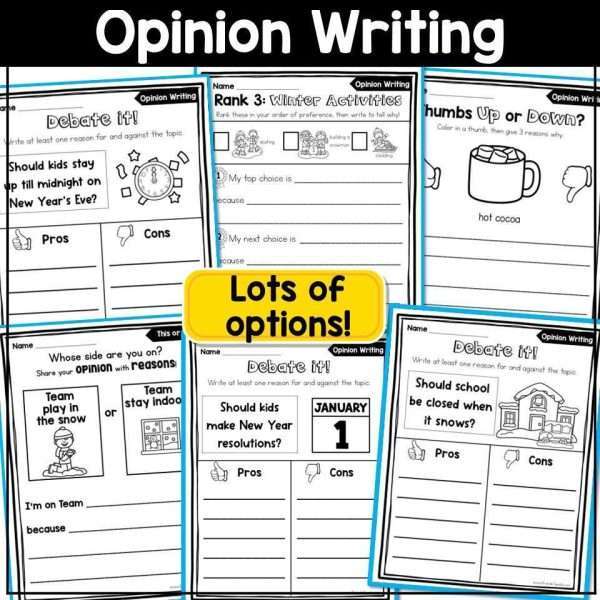 January Writing Prompts Journal Morning Work Winter Crafts Narrative Opinion