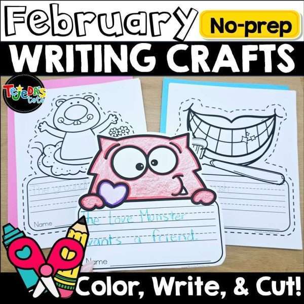 February Valentines Day Writing Crafts Coloring Pages for Kindergarten 1st Grade