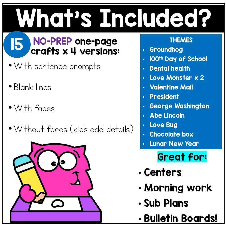 February Valentines Day Writing Crafts Coloring Pages for Kindergarten 1st Grade - Image 2