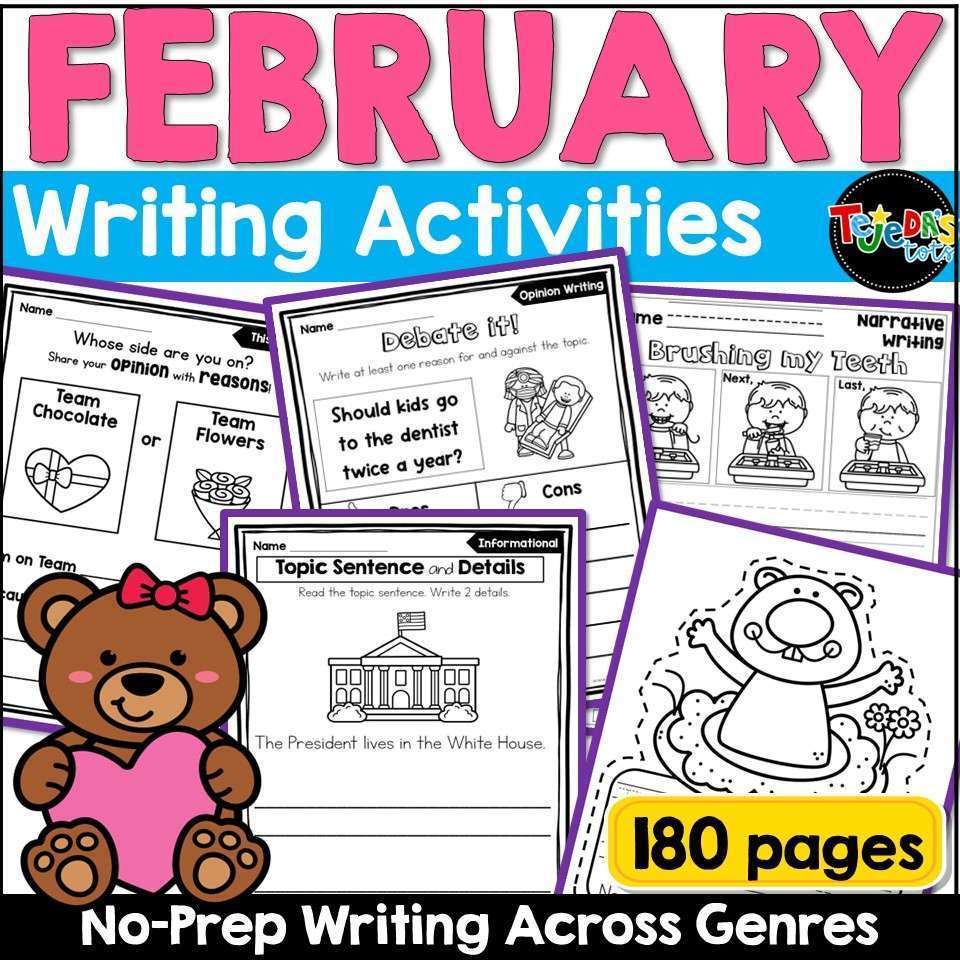 February Writing Prompts Journal Morning Work How to Narrative Opinion Valentine - Image 1