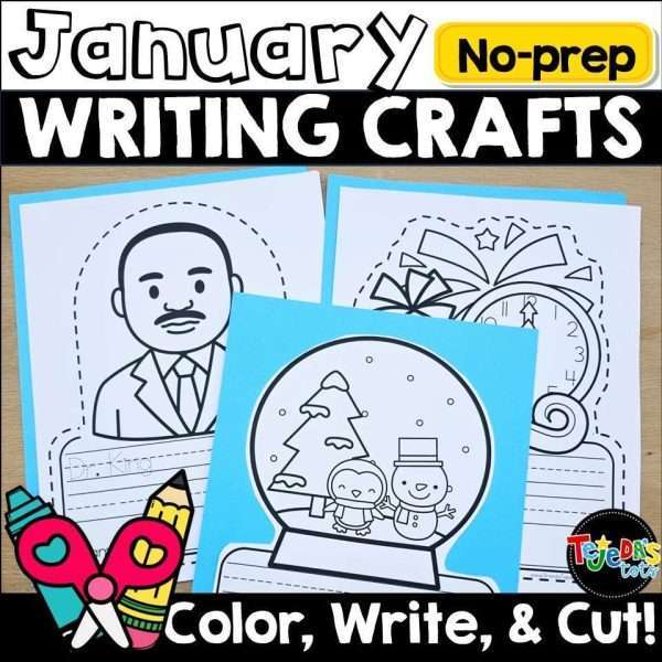 January Winter Writing Crafts for Kindergarten and 1st Grade Lined Writing Pages