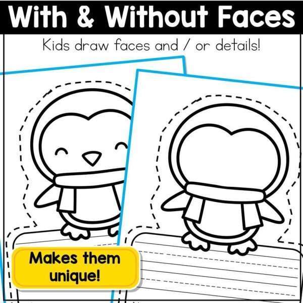 January Winter Writing Crafts for Kindergarten and 1st Grade Lined Writing Pages