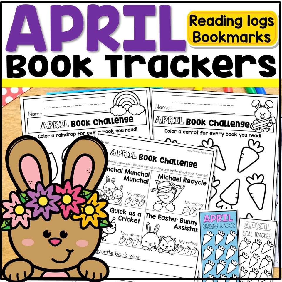 April Reading Logs Story Maps Bookmarks Book Trackers Spring Graphic Organizers - Image 1