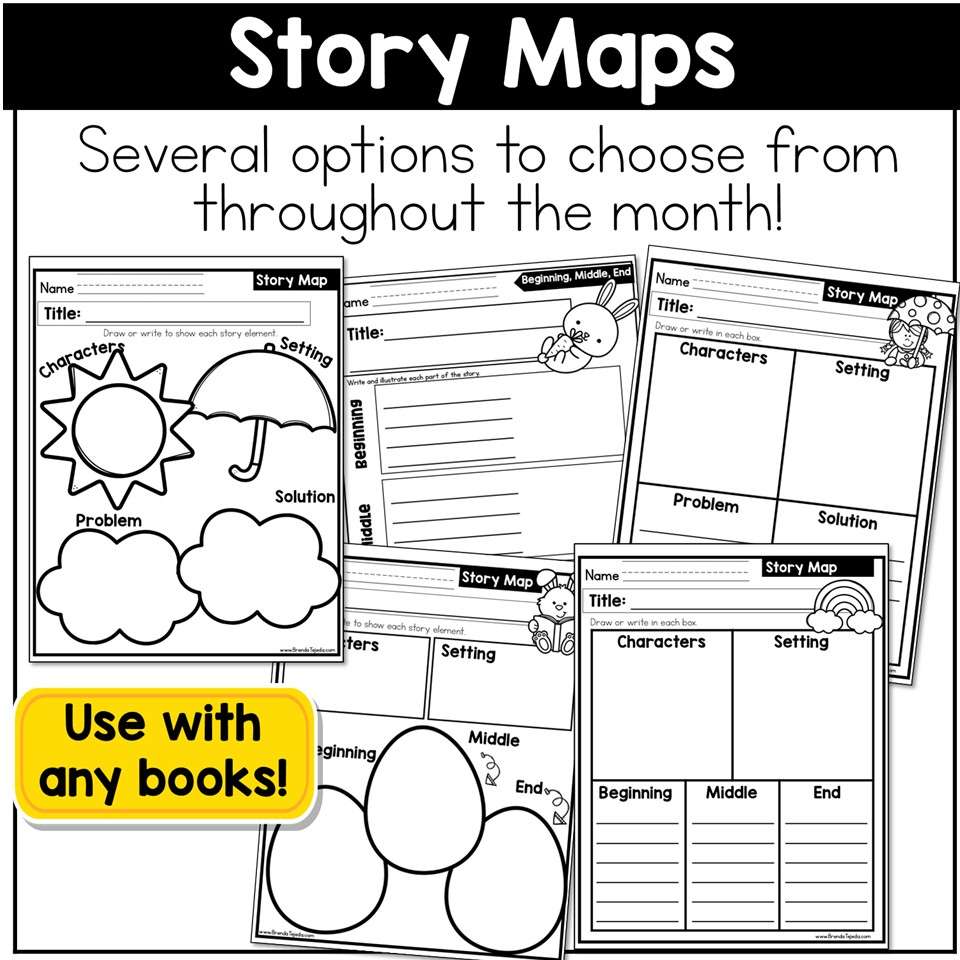 April Reading Logs Story Maps Bookmarks Book Trackers Spring Graphic Organizers - Image 5