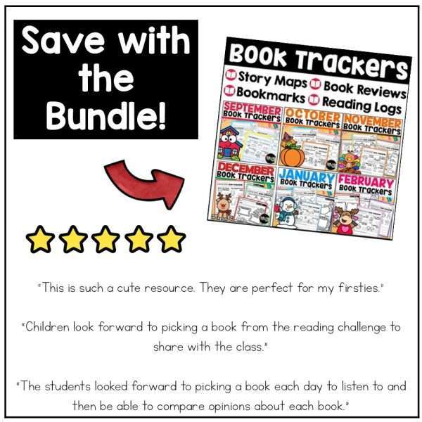 April Reading Logs Story Maps Bookmarks Book Trackers Spring Graphic Organizers