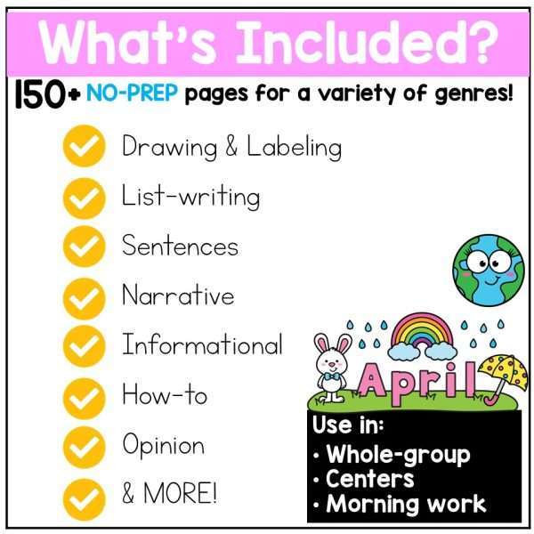 April Writing Prompts Journal Morning Work Easter Earth Day Writing Spring Craft