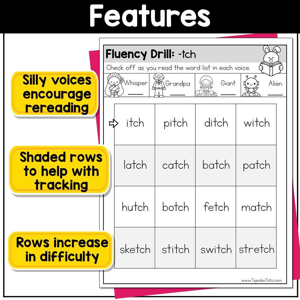 Reading Fluency Practice Letter Naming Fluency CVC Word List Digraphs VCE Blends - Image 6
