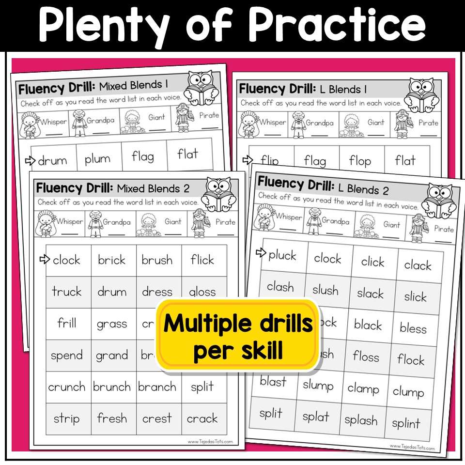 Reading Fluency Practice Letter Naming Fluency CVC Word List Digraphs VCE Blends - Image 7