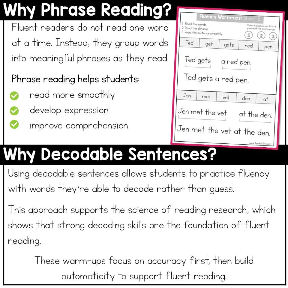 Sentence Pyramids Reading Fluency Practice Decodable Sentences Phonics Worksheet - Image 3