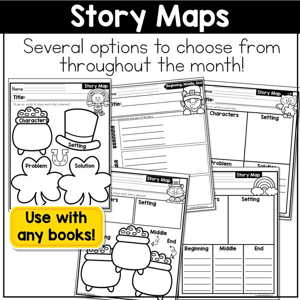 March Reading Logs Story Maps Bookmarks Book Trackers St Patricks Day Spring - Image 5