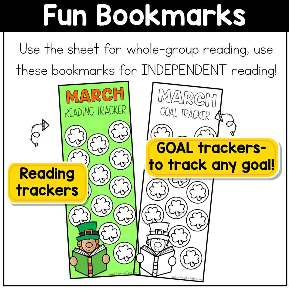 March Reading Logs Story Maps Bookmarks Book Trackers St Patricks Day Spring - Image 7