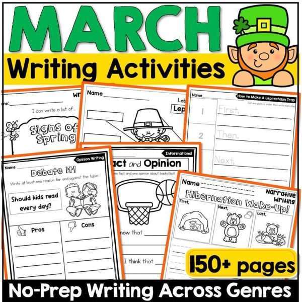March Writing Prompts Journal Morning Work St Patricks Day Writing Spring Craft