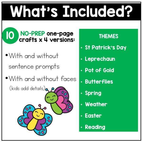 St Patricks Day Craft March Craftivity Spring Writing Kindergarten 1st Grade