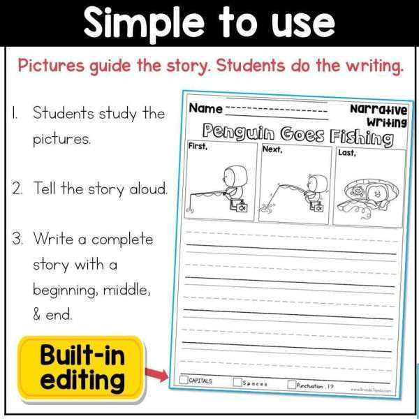 Narrative Writing Prompts with Pictures Daily Journal Prompts for first grade