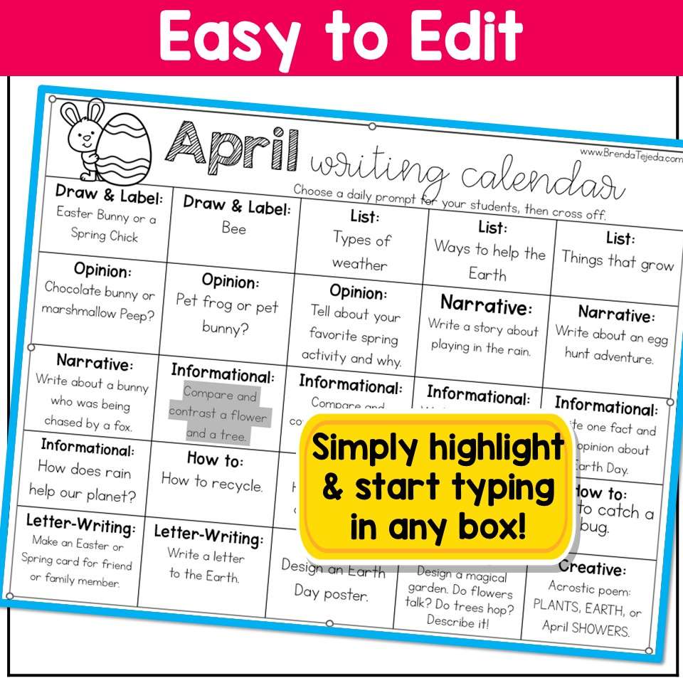 Daily Writing Prompts Monthly Calendars Kindergarten 1st Grade Writing Center - Image 5