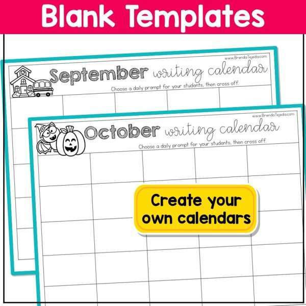 Daily Writing Prompts Monthly Calendars Kindergarten 1st Grade Writing Center
