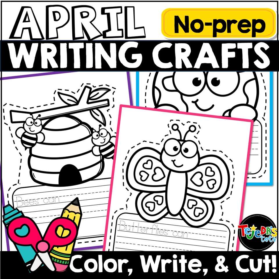 April Spring Earth Day Writing Crafts Coloring Pages for Kindergarten 1st Grade - Image 1