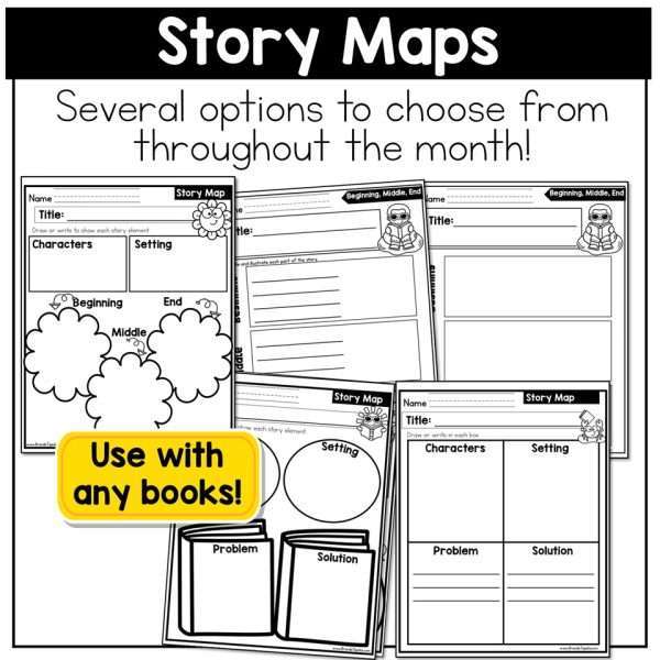 Summer Reading Logs Story Map Bookmarks Book Tracker Graphic Organizers May June