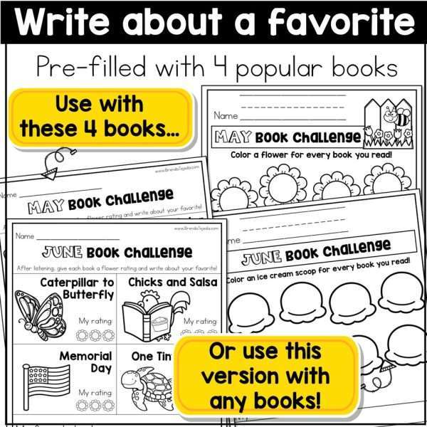 Summer Reading Logs Story Map Bookmarks Book Tracker Graphic Organizers May June