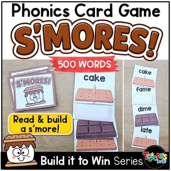 Phonics Card Game Camping Day Theme Kindergarten 1st Grade CVC Digraphs Blends