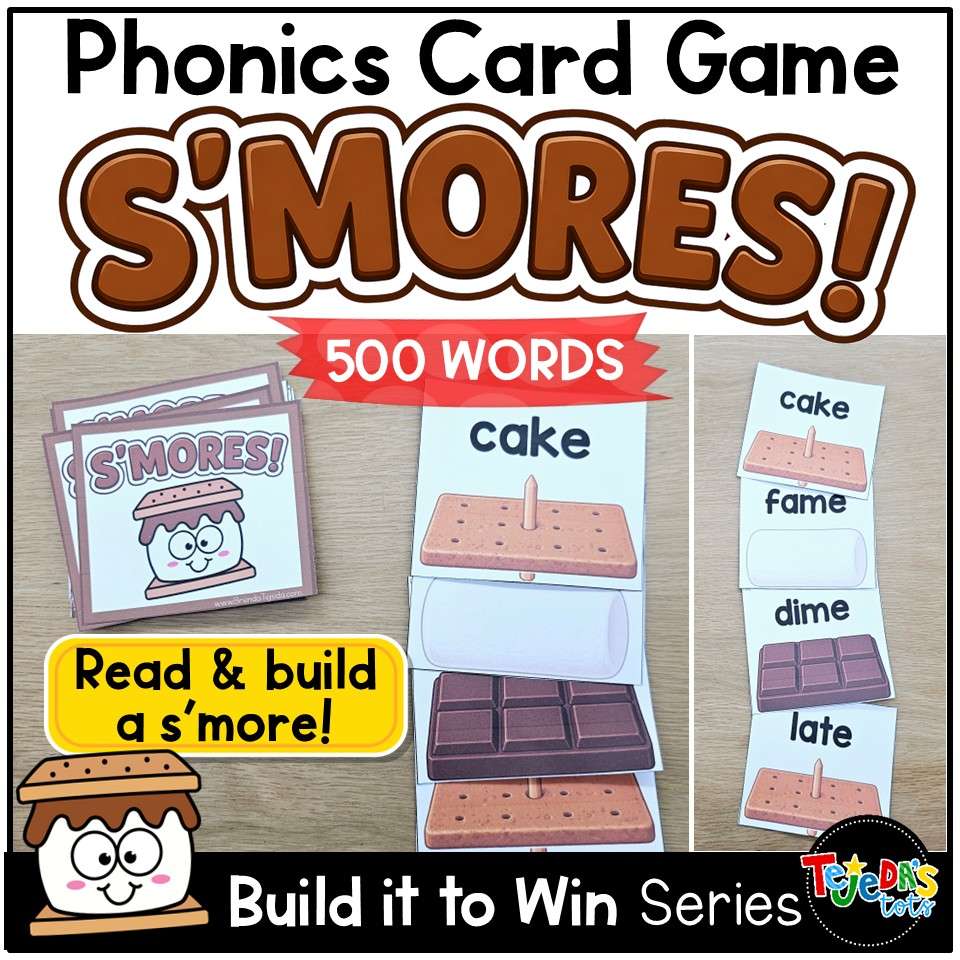 Phonics Card Game Camping Day Theme Kindergarten 1st Grade CVC Digraphs Blends - Image 1
