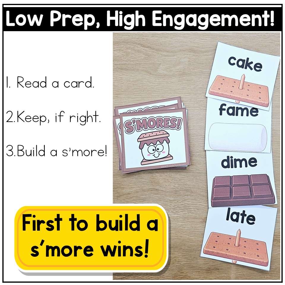 Phonics Card Game Camping Day Theme Kindergarten 1st Grade CVC Digraphs Blends - Image 2
