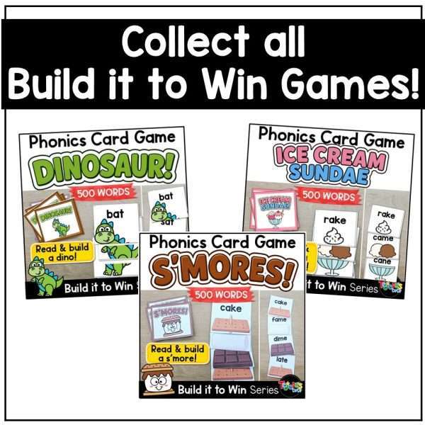 Phonics Card Game Ice Cream Day Theme Kindergarten 1st Grade CVC Digraphs Blends