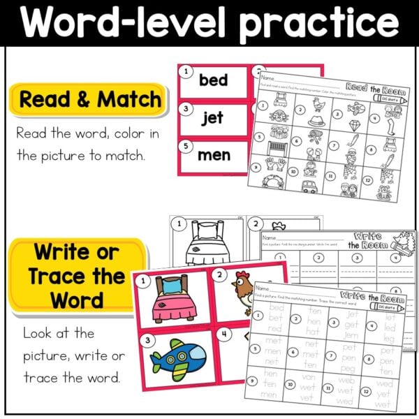 CVC Short E Read the Room Write the Room Phonics Center Kindergarten 1st Grade - Image 3