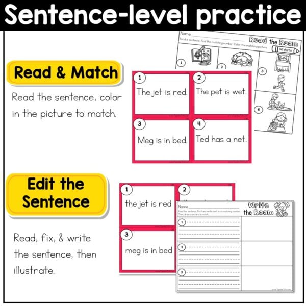 CVC Short E Read the Room Write the Room Phonics Center Kindergarten 1st Grade - Image 4