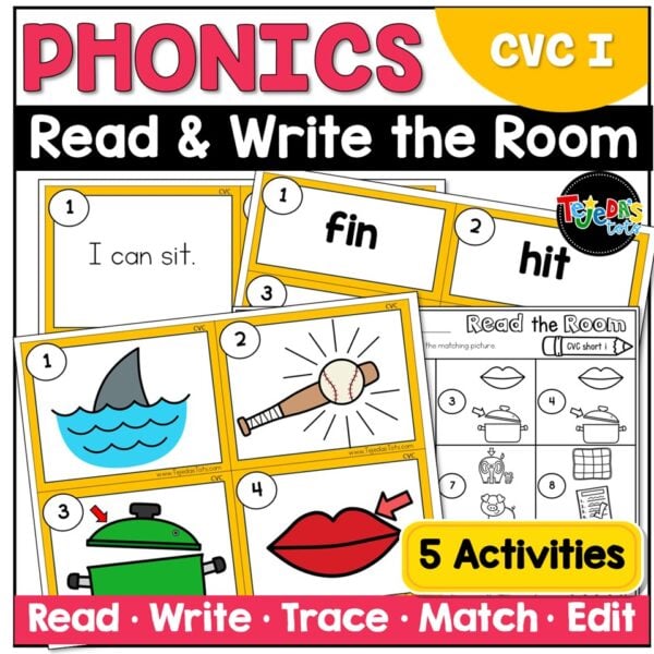 CVC Short I Read the Room Write the Room Phonics Center Kindergarten 1st Grade - Image 1