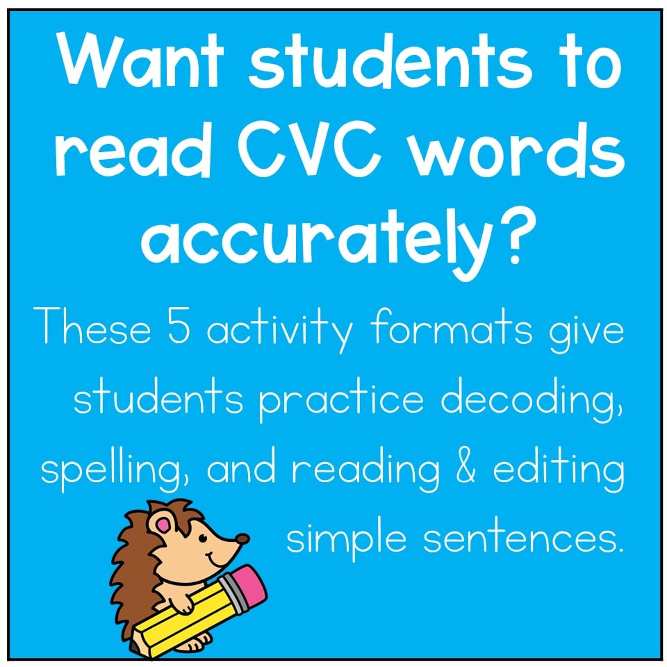 CVC Read the Room Write the Room Phonics Center Kindergarten 1st Grade Short A