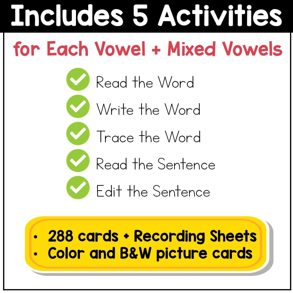 Read & Write the Room Bundle CVC Words & Sentences Read Trace Write Spell Edit