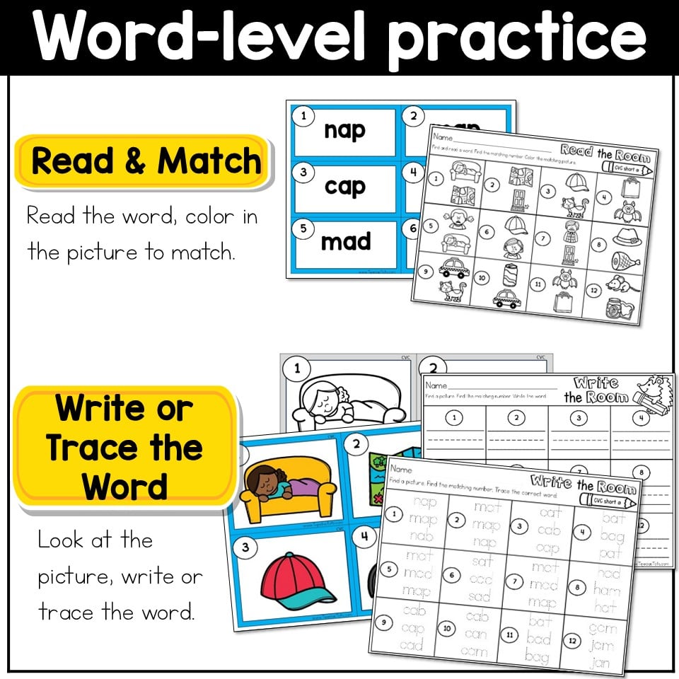 Read & Write the Room Bundle CVC Words & Sentences Read Trace Write Spell Edit